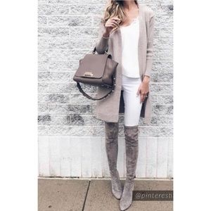 Goodnight Macaroon Over the Knee Boots Grey